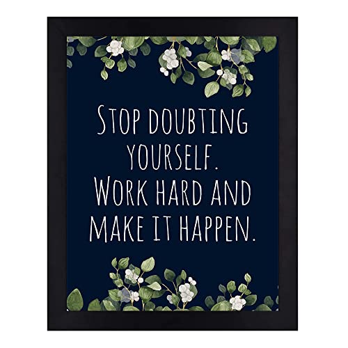 Interio Crafts Work Hard and Make it Happen Motivational Quote Wall Poster With Frame, Synthetic Wood, Black,13 X 10 inches - Image 1