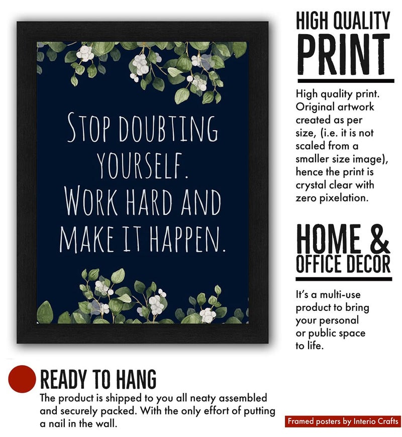 Interio Crafts Work Hard and Make it Happen Motivational Quote Wall Poster With Frame, Synthetic Wood, Black,13 X 10 inches - Image 3
