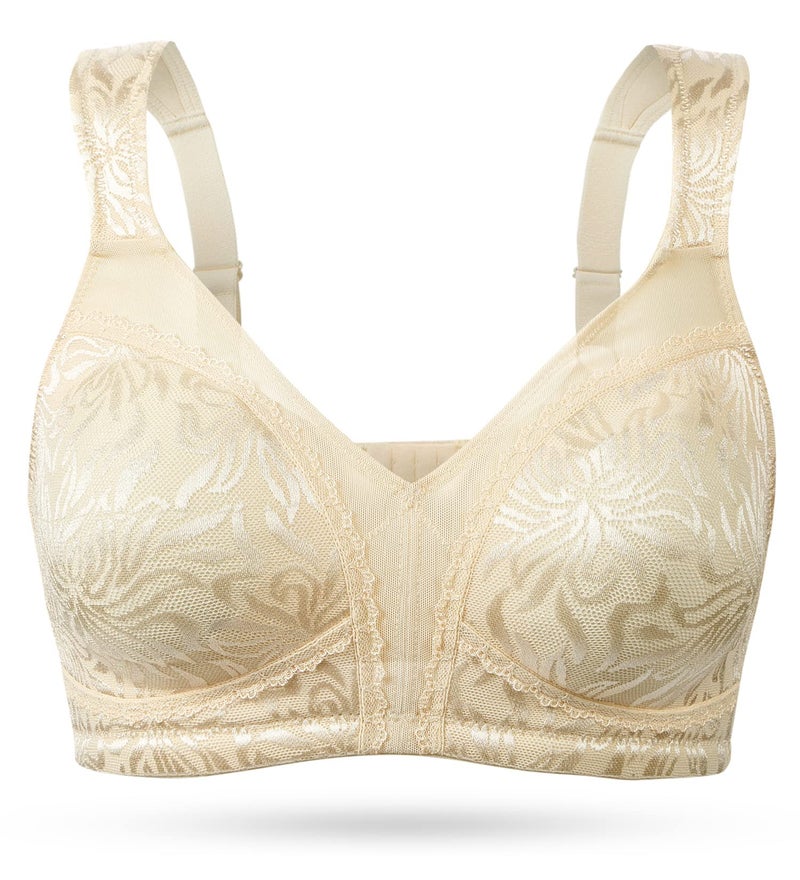Wingslove Women's Full Coverage Non Padded Comfort Minimizer Wire-Free Bra Plus Size(Nude,44H) - Image 1