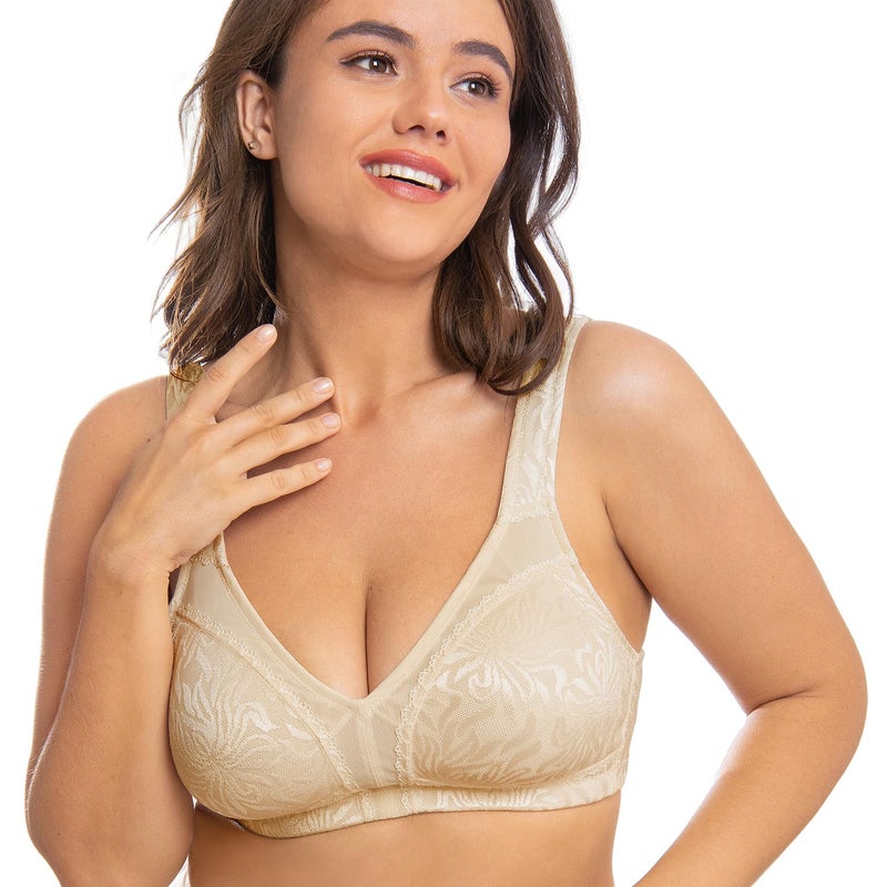 Wingslove Women's Full Coverage Non Padded Comfort Minimizer Wire-Free Bra Plus Size(Nude,44H) - Image 2