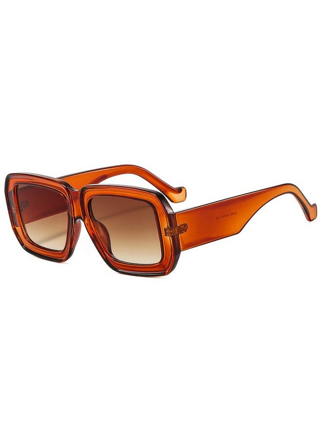 Mincl Square Sunglasses For Women Men Trendy Fashion Rectangle Sunglasses Uv Protection Retro Vintage Womens Sunglasses (Brown)  - Image 2