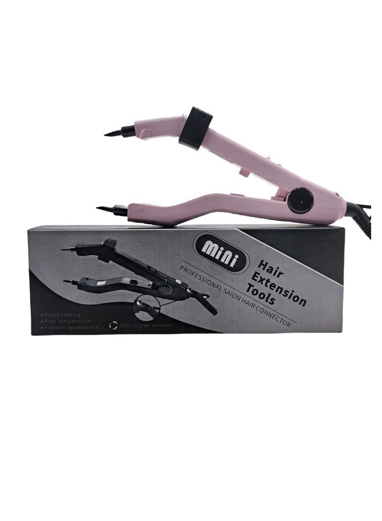 Estelle أداة تمديد الشعر، موصل شعر متعدد الوظائف قابل للتعديل بدرجة حرارة، كماشة تمديد شعر ذكية صغيرة بطرف تسخين، أداة ربط الكيراتين لتمديد الشعر، (وردي) - Image 1