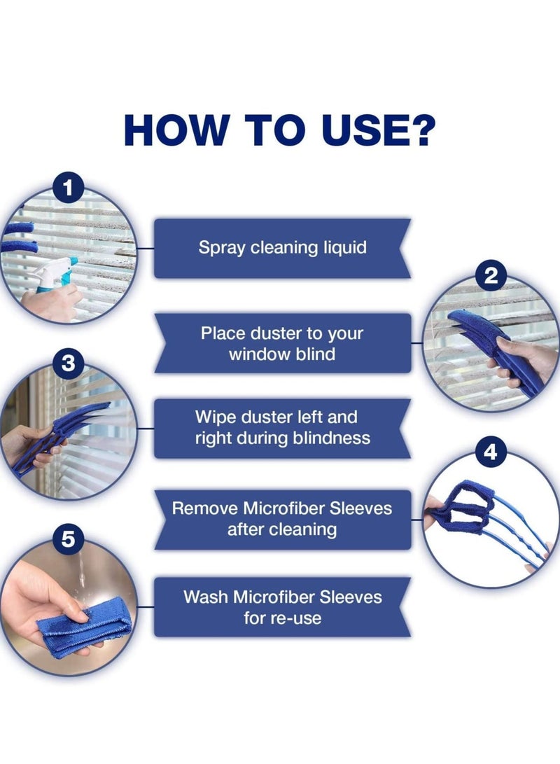 Y&D 2 Pack Window Blind Cleaner Duster Tool with 6 Each Microfiber Sleeves, Tools for Blinds, Jalousie Shutter, Air Conditioner - Image 3