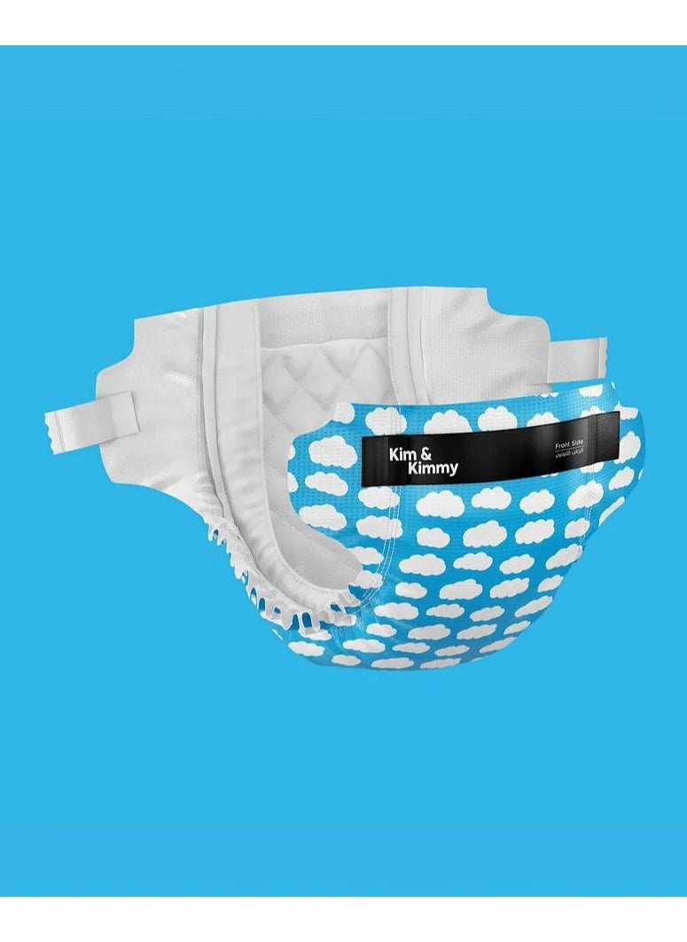 Kim & Kimmy Little Clouds Tape Style Baby Diapers, 72 Pieces, Size 2, 4 to 8kg - 12Hours Leak Protection, Wetness Indicator, Quick Absorb  - Image 2