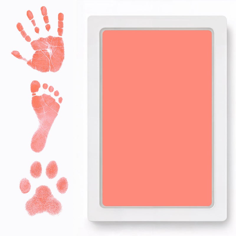 Tiny Gifts وسادة حبر نظيفة لمطبوعات أيدي وأقدام الأطفال - طابع يد وأقدام بدون حبر - آمن للأطفال، لا يلمس الجلد - ذكرى عائلية مثالية أو هدية - مجموعة طباعة وردية من Tiny Gifts - Image 1
