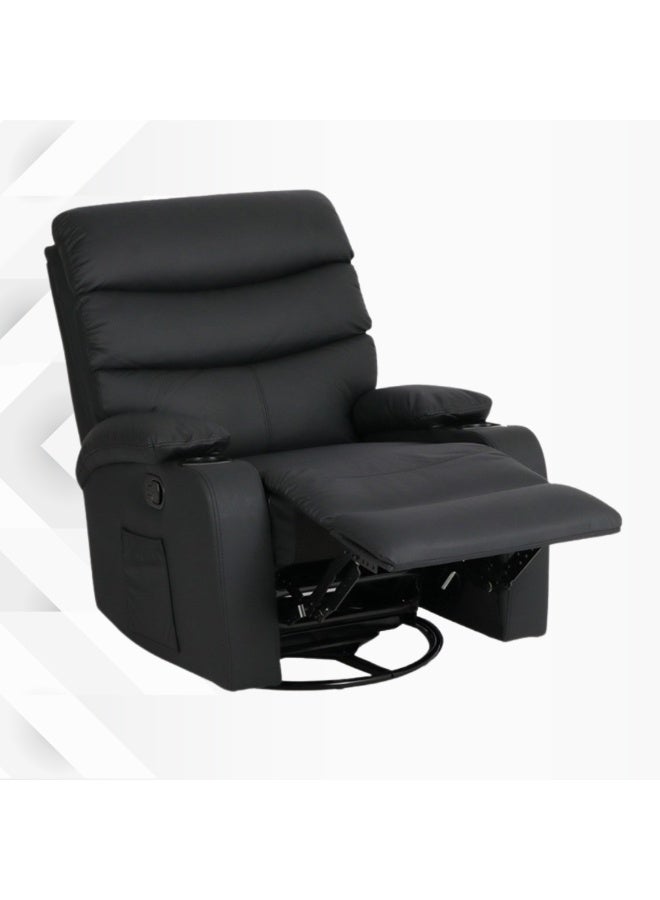 بكسل للأثاث كرسي استرخاء بحاملات أكواب من بكسل الأثاث, كرسي استرخاء هزاز ودوار من الجلد الناعم مع مسند قدم قابل للتعديل - Image 4