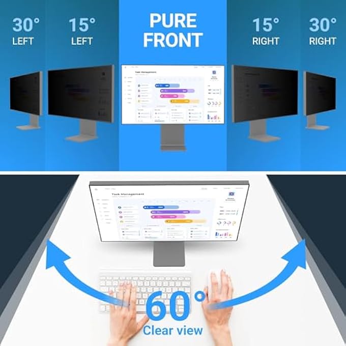 rayihni فلتر شاشة الخصوصية لجهاز الكمبيوتر بحجم 32 بوصة - حماية العين من الوهج وفلتر الضوء الأزرق - Image 2