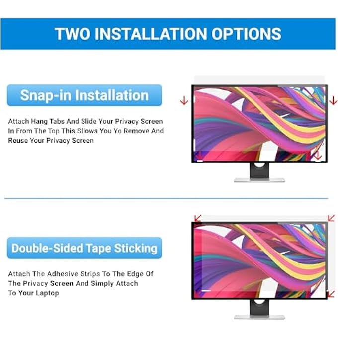 rayihni فلتر شاشة الخصوصية لجهاز الكمبيوتر بحجم 32 بوصة - حماية العين من الوهج وفلتر الضوء الأزرق - Image 3