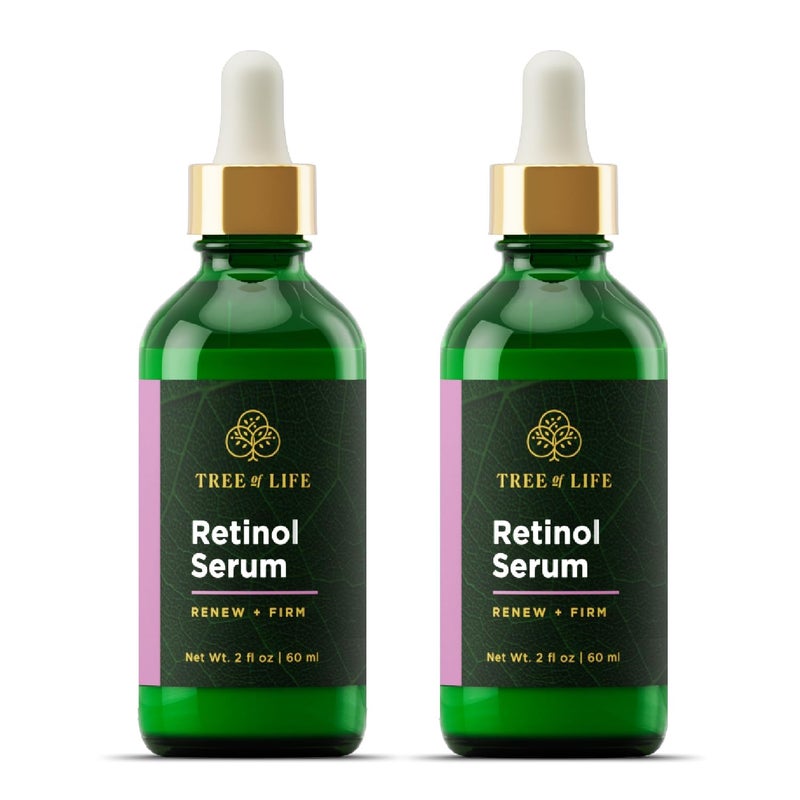 Tree of Life Beauty Retinol Serum, Skin Smoothing Face Oil for Dark and Age Spots and Fine Lines, Facial Serums for Dry and Sensitive Skin Care with Hyaluronic Acid for Soft Skin, 2 Fl Oz (pack of 2) - Image 1