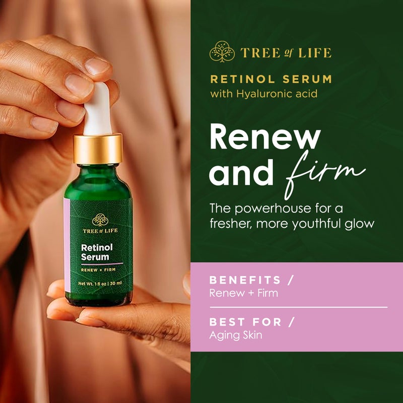 Tree of Life Beauty Retinol Serum, Skin Smoothing Face Oil for Dark and Age Spots and Fine Lines, Facial Serums for Dry and Sensitive Skin Care with Hyaluronic Acid for Soft Skin, 2 Fl Oz (pack of 2) - Image 2