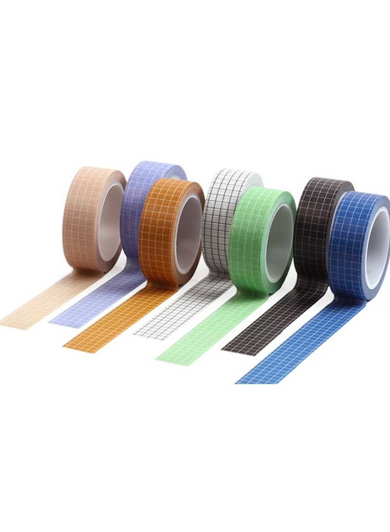 7 Piece Grid and Paper Tape Set Paper Tape Masking Tape for DIY Decor Planner Scrapbook Adhesive School Party Supplies - Image 1