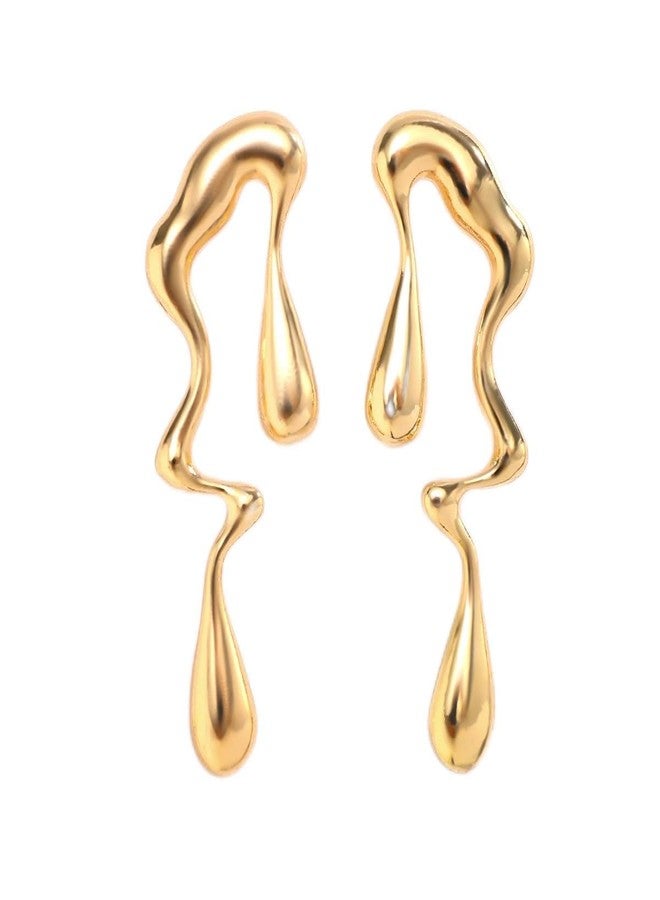 MIFYNN Irregular WaterDrop Earrings, Melted Liquid Irregular Stainless Steel Earrings, Embrace Minimalist Earrings, Statement Earrings for Women (Gold) - Image 1