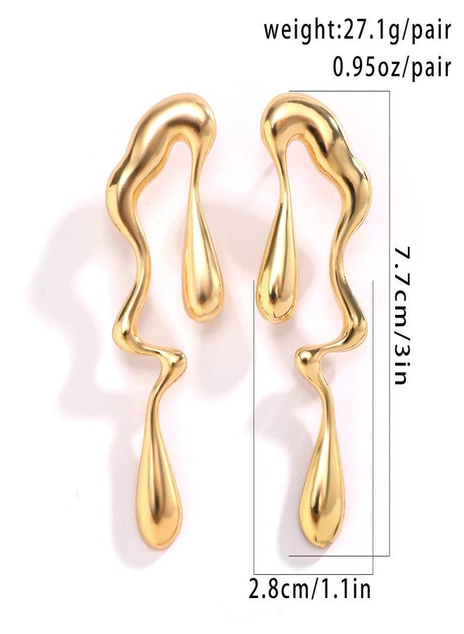 MIFYNN Irregular WaterDrop Earrings, Melted Liquid Irregular Stainless Steel Earrings, Embrace Minimalist Earrings, Statement Earrings for Women (Gold) - Image 5