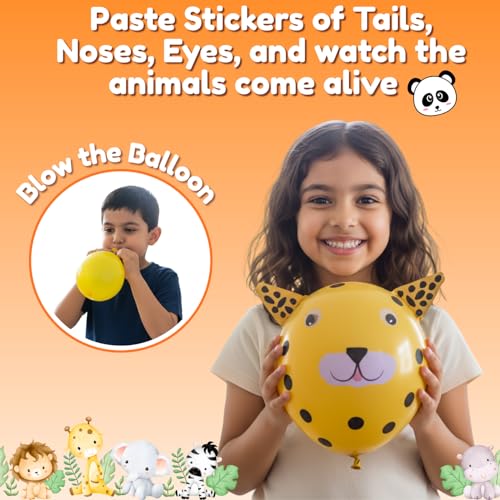 CocoMoco Kids DIY Art and Craft Kit for Kids, Make Your Own Animal Balloons Jungle Party Set, Gift for Girls and Boys, Age 3-8 year old, Create 6 Animal Balloons, Christmas Gifts Return Gift for Kids - Image 3