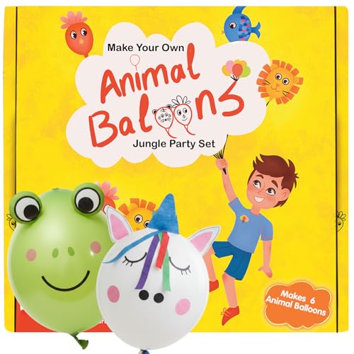 CocoMoco Kids DIY Art and Craft Kit for Kids, Make Your Own Animal Balloons Jungle Party Set, Gift for Girls and Boys, Age 3-8 year old, Create 6 Animal Balloons, Christmas Gifts Return Gift for Kids - Image 1