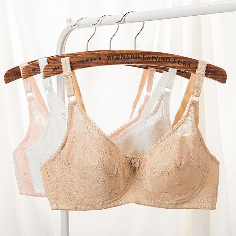 Lace Full-Cup Minimizer Bra Plus Size White  - Image 3