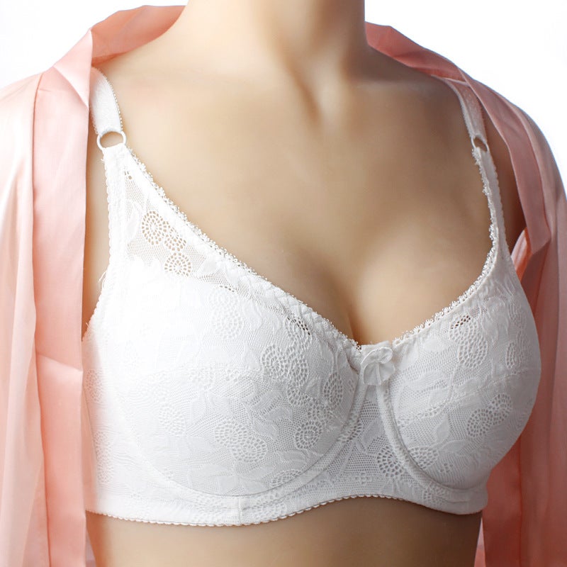 Lace Full-Cup Minimizer Bra Plus Size White  - Image 4