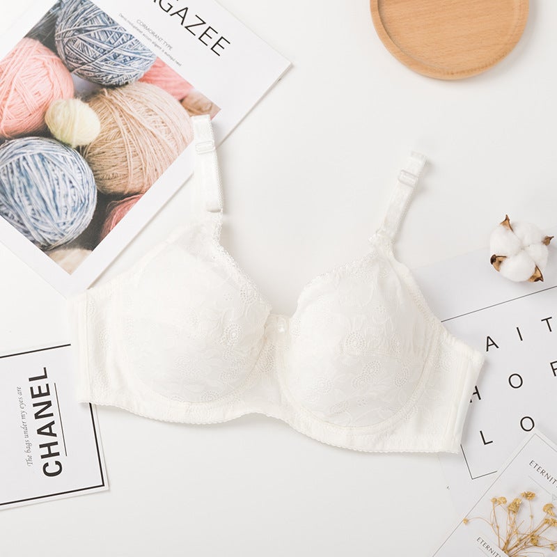 Lace Full-Cup Minimizer Bra Plus Size White  - Image 1