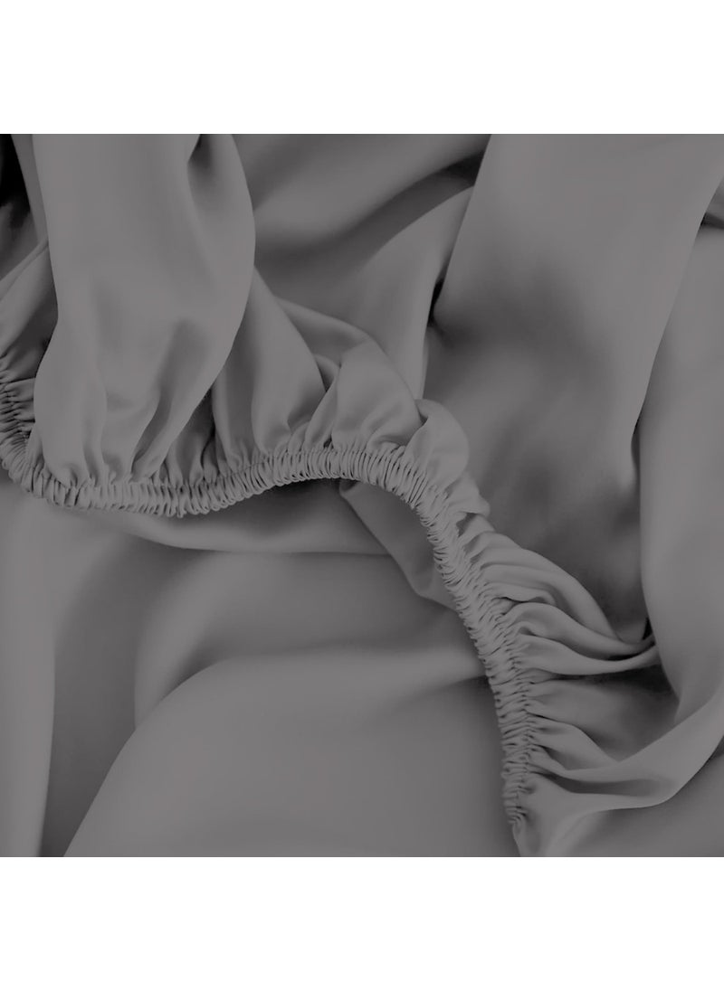 SUPREME ELEGANCE 100% Cotton Charcoal Gray Queen Size Fitted Sheet - Lightweight & Breathable  Easy Fit 17 Deep Pocket Queen Sheet  Cooling (60 W x 80 L)  - Image 4