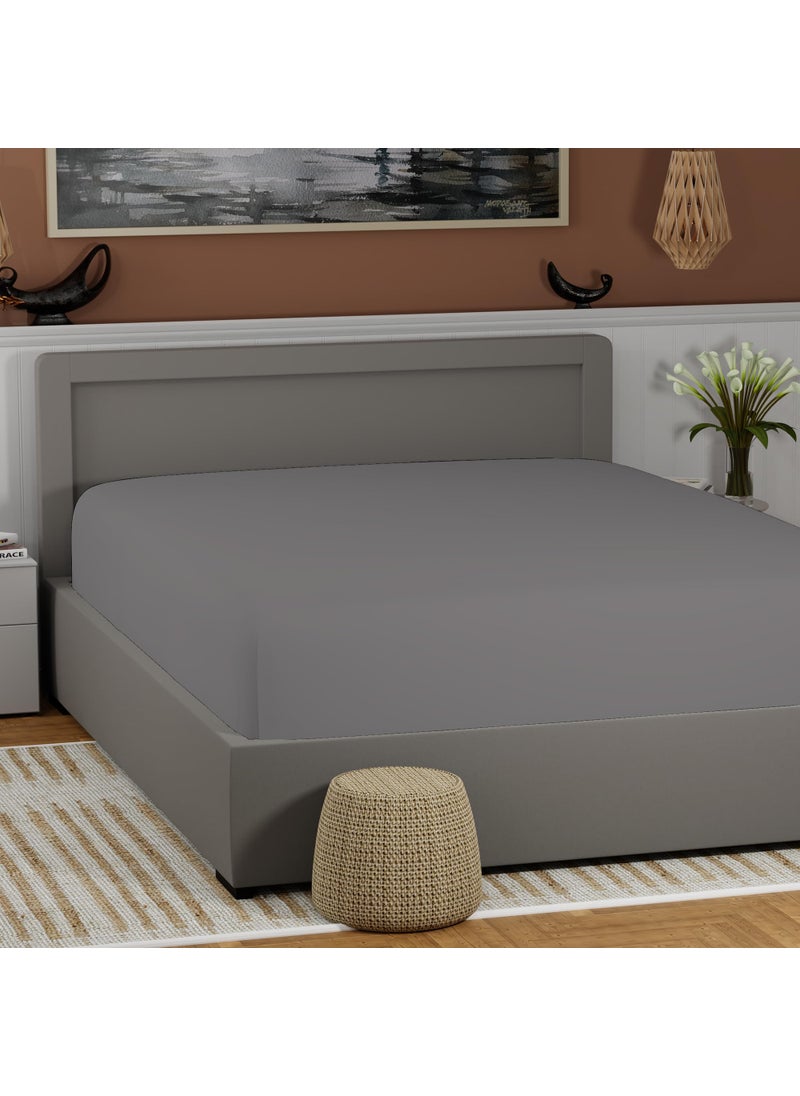 SUPREME ELEGANCE 100% Cotton Charcoal Gray Queen Size Fitted Sheet - Lightweight & Breathable  Easy Fit 17 Deep Pocket Queen Sheet  Cooling (60 W x 80 L)  - Image 1