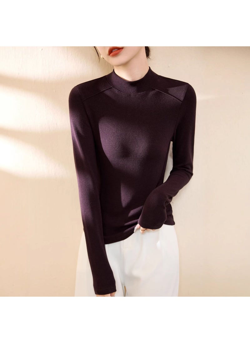 Generic - High-Quality Wool Baselayer Turtleneck Womens Long Sleeve Top Latte gray - Image 1