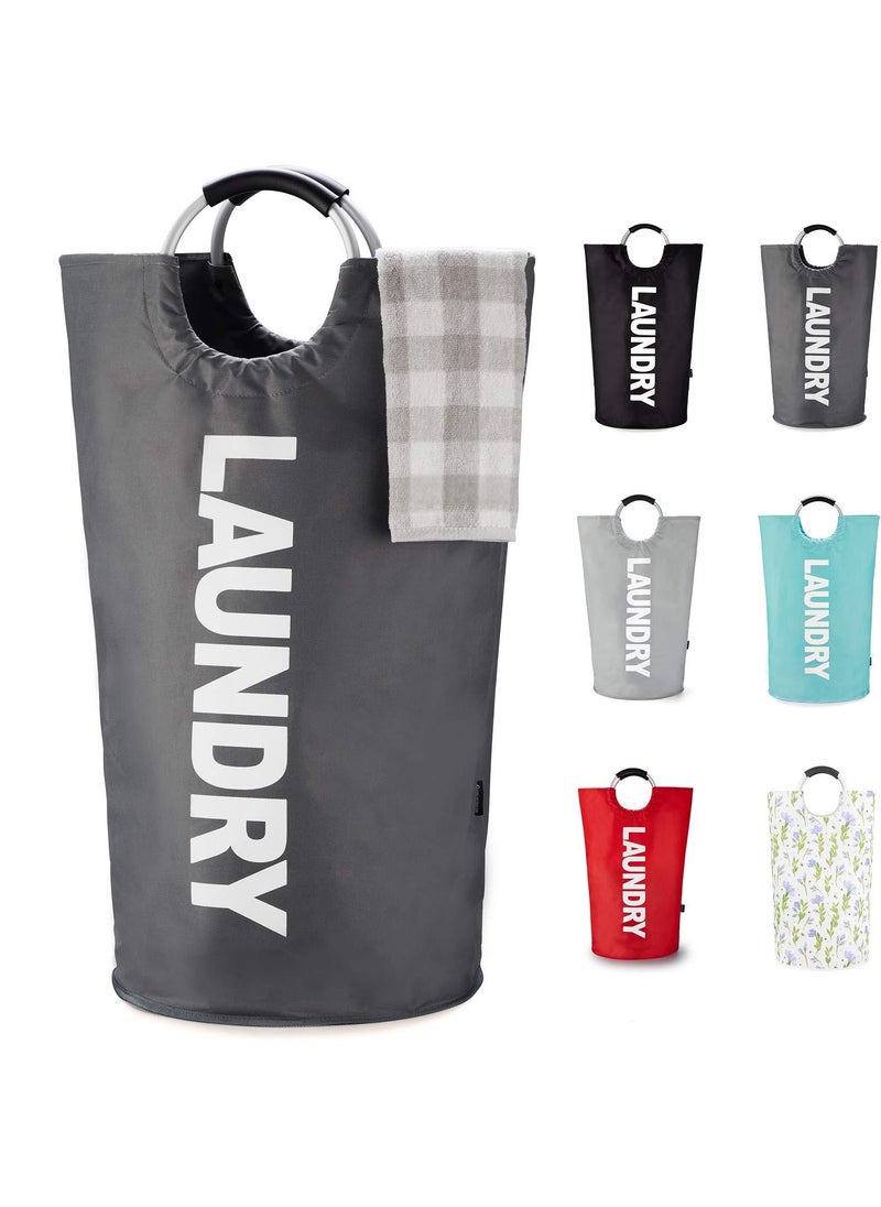 Generic - 90L Laundry Basket Dark Grey Waterproof Laundry Hamper, Laundry Bag with Padded Handles, Clothes Hamper Stands Up Well, Collapsible Laundry Basket Easy Storage - Image 1