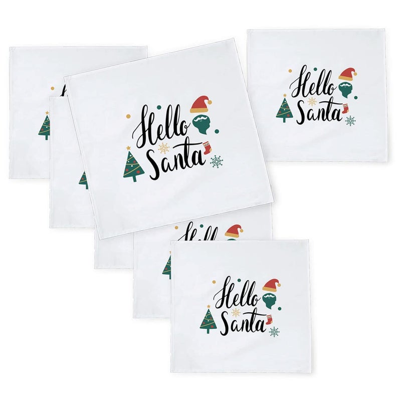 Khakee 6 Pcs Christmas Theme Silk Table Napkins 10x 10 for Xmas Decoration Christmas OrnamentsChristmas Giftxmas21307 - Image 1