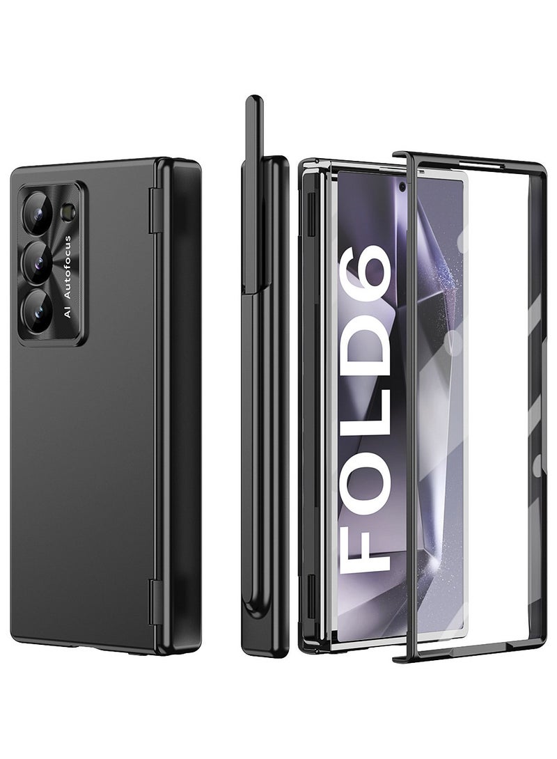 Case for Samsung Galaxy Z Fold 6, 4-in-1 Magnetic Hinge Protection Case with Lens Protection, S Pen Holder, and Screen Protector - Compatible with Samsung Galaxy Z Fold 6 5G