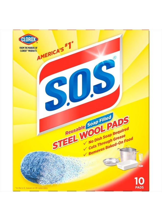 S.O.S وسادات صابون الصوف الفولاذي، 10 قطعة - Image 4