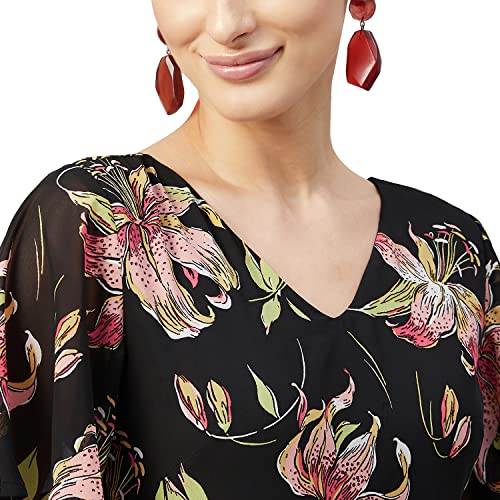 Rare Women's Georgette Fit and Flare Calf Length Dress (EP3153_Black_S) - Image 5