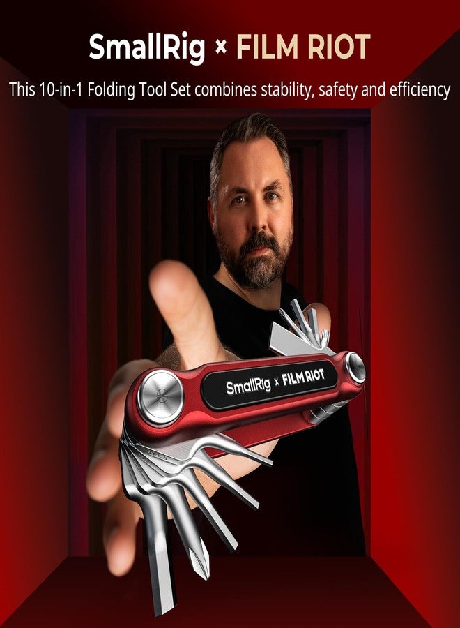 سمول ريج مجموعة أدوات قابلة للطي 10 في 1 من SmallRig x FILM RIOT مع مفكات براغي ومفاتيح سداسية، وضع متعدد الزوايا، تصميم محمول وصغير الحجم (أحمر) - 4813 - Image 2