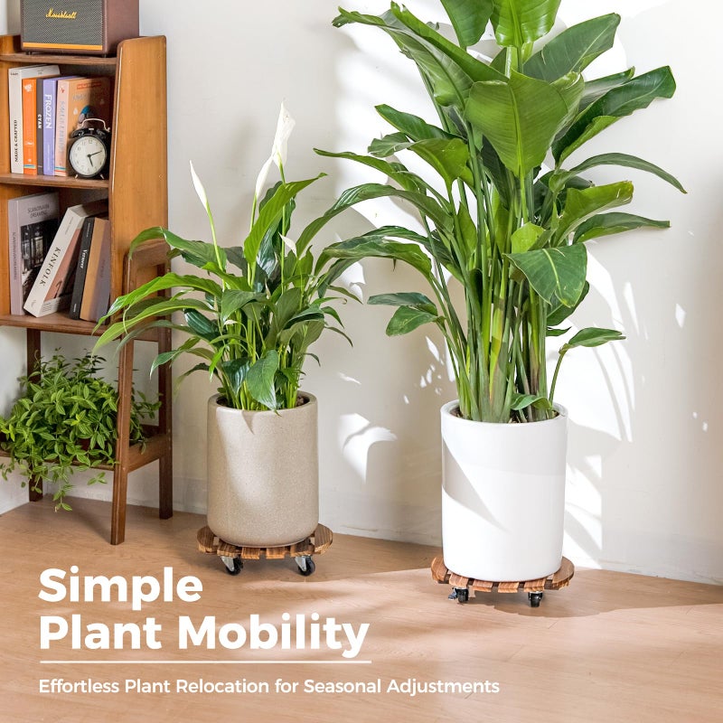 Bamworld Plant Stand Outdoor Rolling Tray Plant Caddy with Wheels 12in Plant Caster with Wheels Planter Caddy Flower Cart Plant Dolly for Heavy Duty Large Plants Plant Rollers (2 Pack ) - Image 5