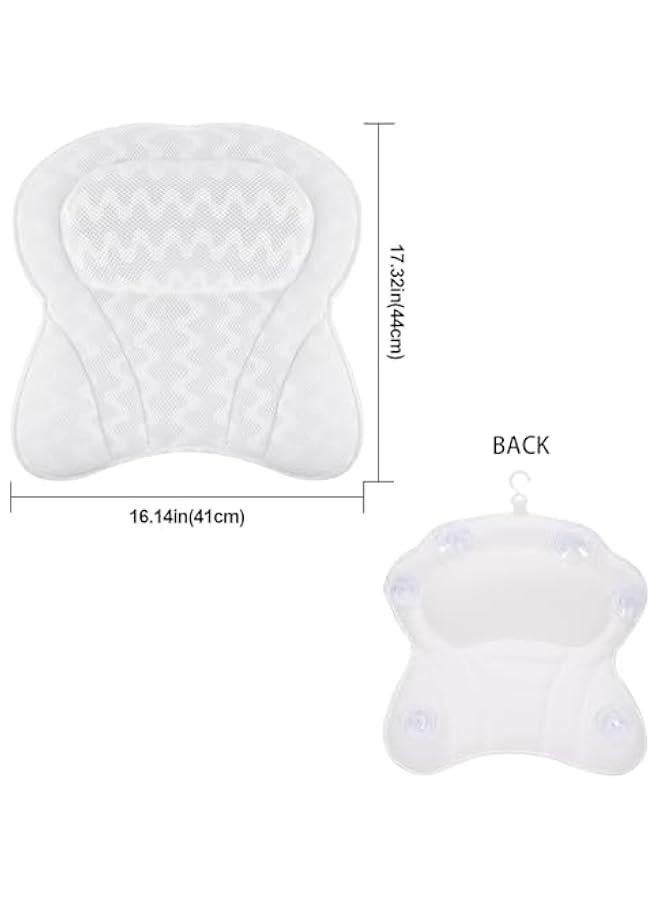 Bath Pillow Bathtub Pillows for Head & Neck 3D Air Mesh Breathable Bath Pillows Hot Tub Jacuzzi Spa Bathtub Accessories for Female (White)  - Image 2