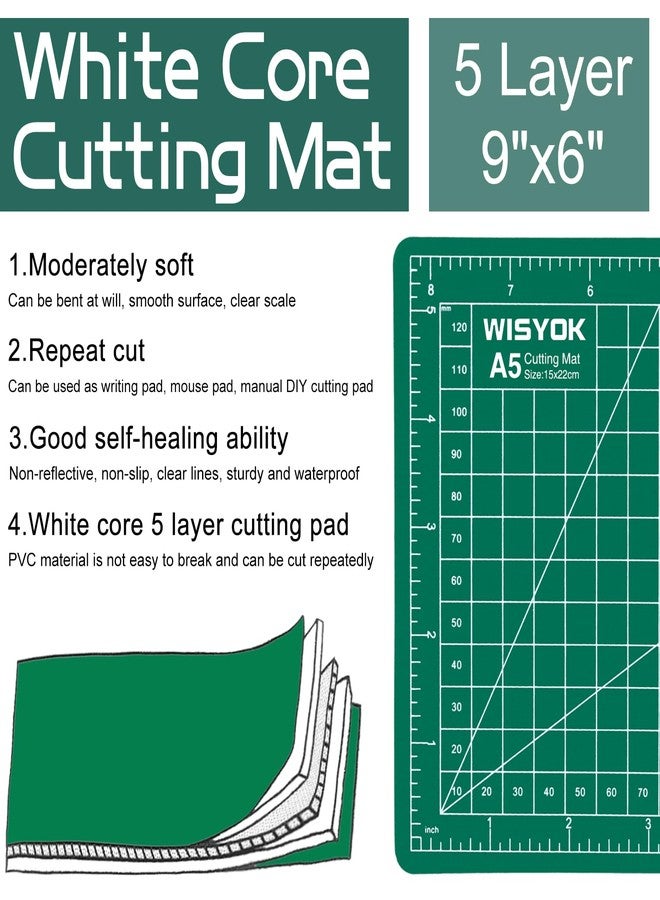 WISYOK حصيرة حرفة ذاتية الشفاء WISYOK 6" x 8" A5، حصيرة قطع دوارة صغيرة للخياطة، القماش، مثالية للحرف اليدوية، الأطفال، الهواة - Image 3