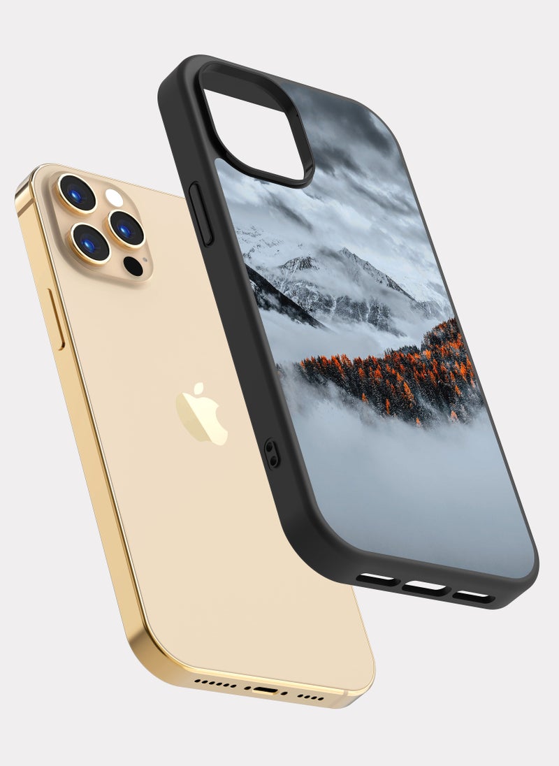 بكسلات كفر ايفون 12 برو غيوم و جبال و اشجار ابيض - Image 2