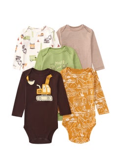 RedMapleTEK 5-Piece Set Of pure Cotton Jumpsuits For Infants And Young Children, Short-Sleeved Crawling Clothes  - Image 1