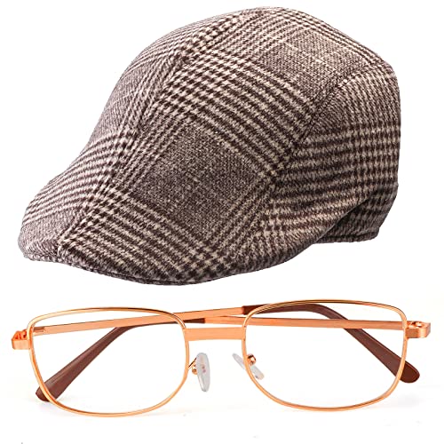 Yewong 1920s Mens Gatsby Gangster Costume Old Man Fancy Dress Costume Grandpa Accessories Set with Newsboy Hat (Coffee Hat-C) - Image 2