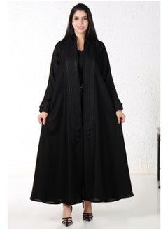 Black abaya with buttons at the collar and sleeves