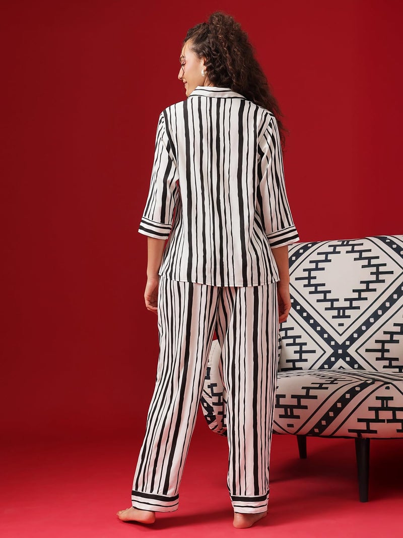 Clovia Pajamas Women's Cotton Printed Pyjama (Ls0385D18L_White_L) - Image 3
