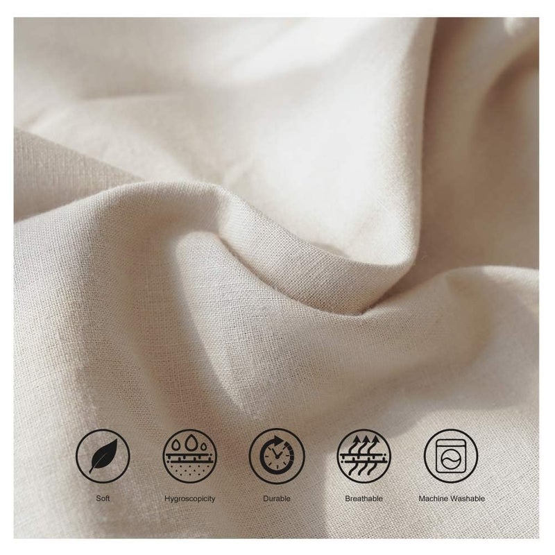 BISELINA Linen Sheet French Flax Flat Sheet Only 55% Euro Flax 45% Cotton Basic Style Solid Color Soft Breathable Farmhouse Top Sheet 1-Piece (Twin, Linen) - Image 3