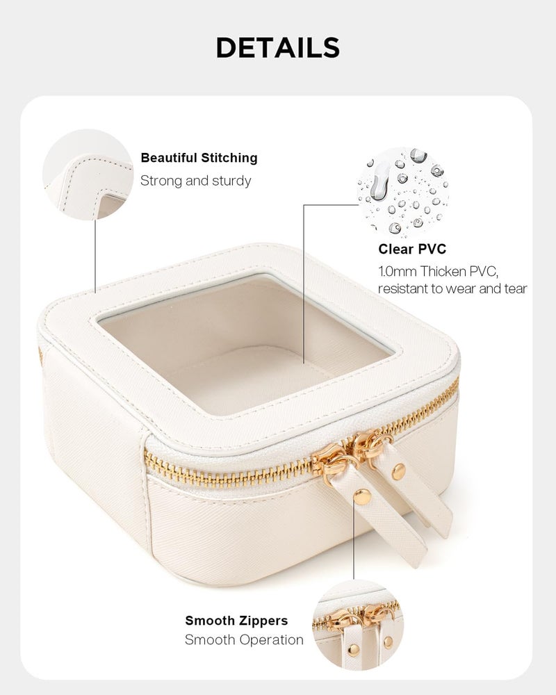 KOTORA Clear Makeup Bag Cute TSA Approved Toiletry Bag Travel Clear Cosmetic Bag with Zipper, Car Make Up Bag Organizer Storage Women Traveling Car Accessories Travel Essentials (Mini White) - Image 3