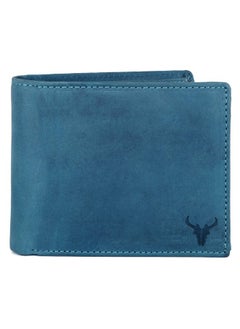 Napa Hide Blue Leather Wallet For Men I Handcrafted I 4 Credit/Debit Card Slots I 2 Currency Compartments I 1 Transparent Id Window  - Image 3