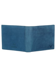 Napa Hide Blue Leather Wallet For Men I Handcrafted I 4 Credit/Debit Card Slots I 2 Currency Compartments I 1 Transparent Id Window  - Image 5