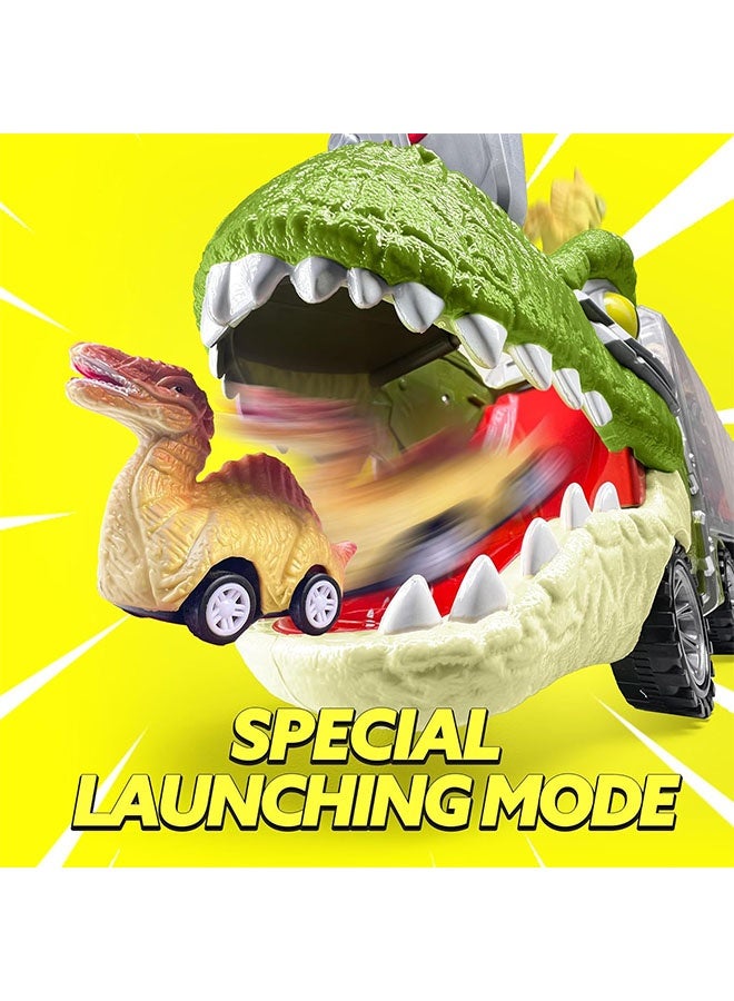 Beauenty 13 in 1 Dinosaur Toys for Kids 3+, Dinosaur Truck with 12 Pull Back Cars, Dinosaur Cars Set, Birthday Gifts Toys for 3+ Year Old Boy, Transport Carrier Truck for Toddlers 3+ Years - Image 5