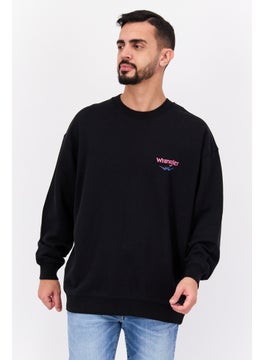 Wrangler Men Crew Neck Graphic Print Long Sleeves Sweatshirt, Black  - Image 1