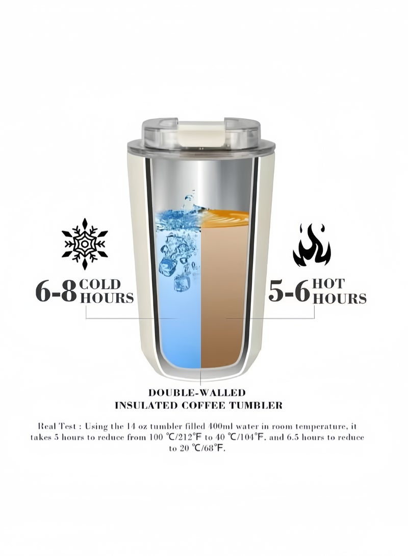 2pcs 320ML Coffee Mug,Insulated Beverage Cup With Leakproof Lid, Travel Portable Car Drinking Cup，Stainless Steel Vacuum Leak proof , White/Black - Image 3