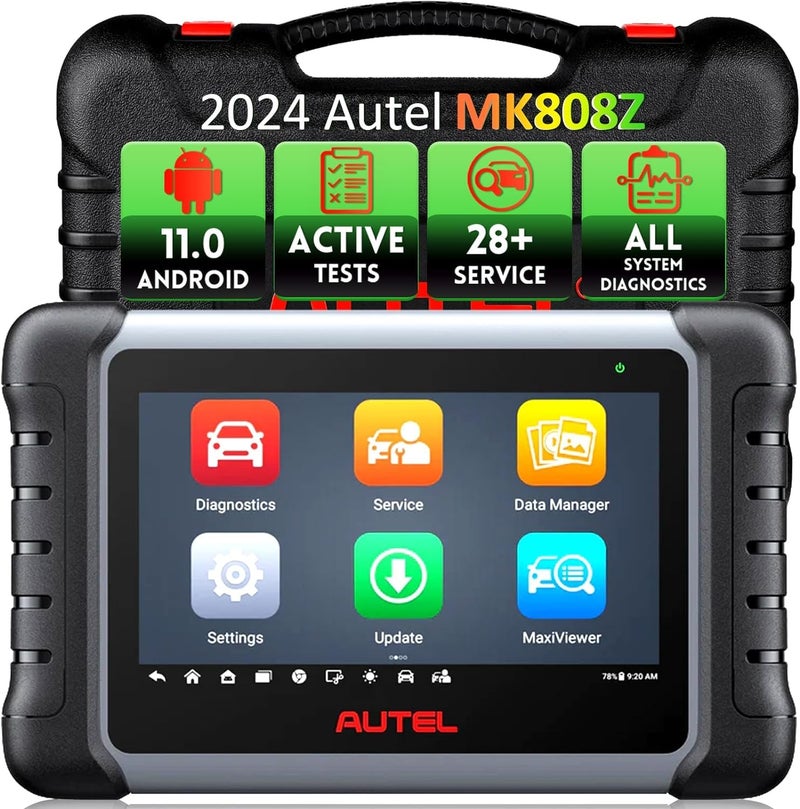 Autel Scanner MaxiCOM MK808Z  Android 11  BiDirectional Control Scan Tool 2025 Upgraded of MK808 MX808 28 Service Alternative MX900 All System Diagnosis 4G64G 24G5G WiFi AutoVIN 20