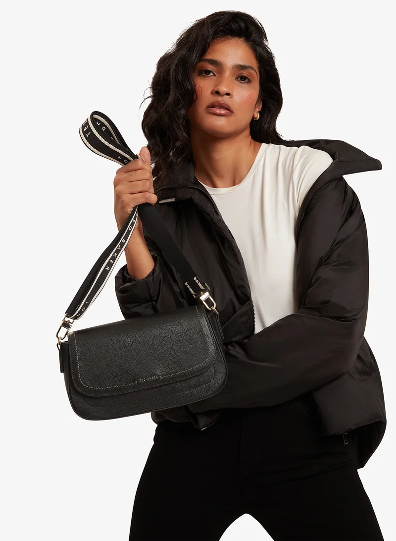 تيد بيكر حقيبة كروس بودي جلد بحزام شبكي وغطاء قلاب