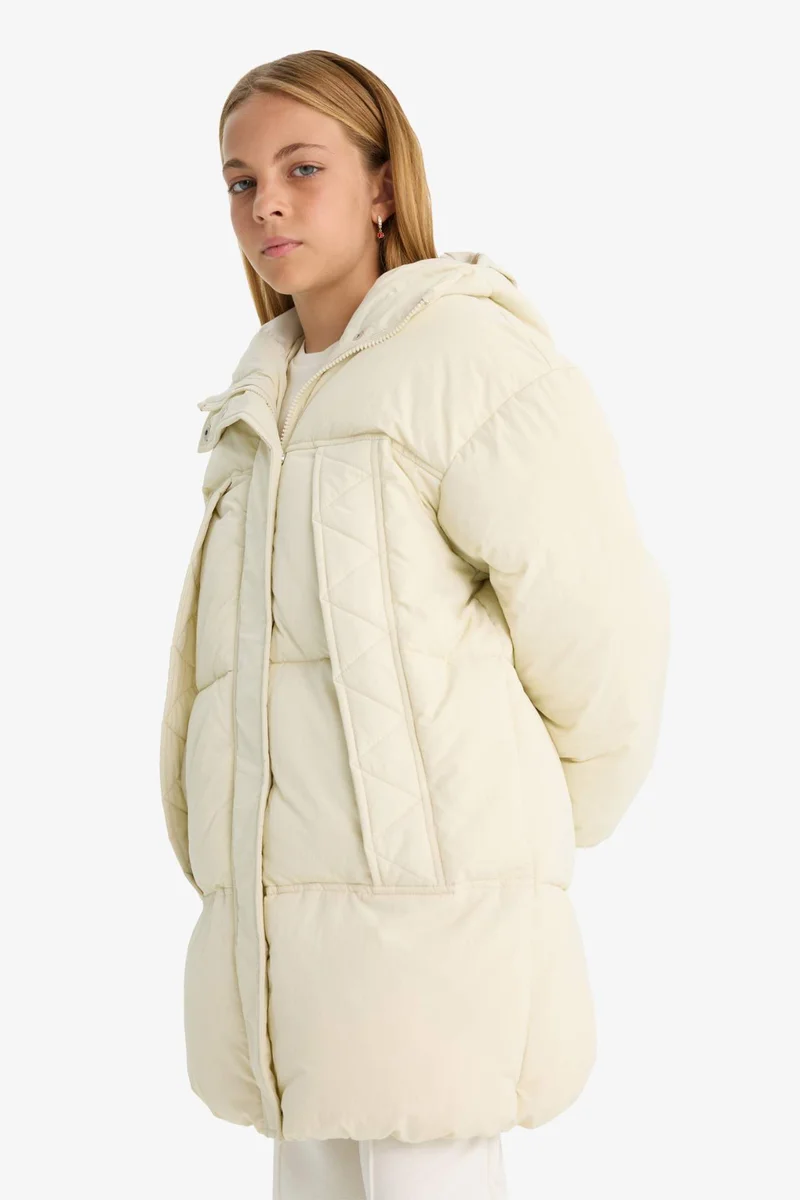 ديفاكتو Girl Waterproof Hooded Puffer Jacket