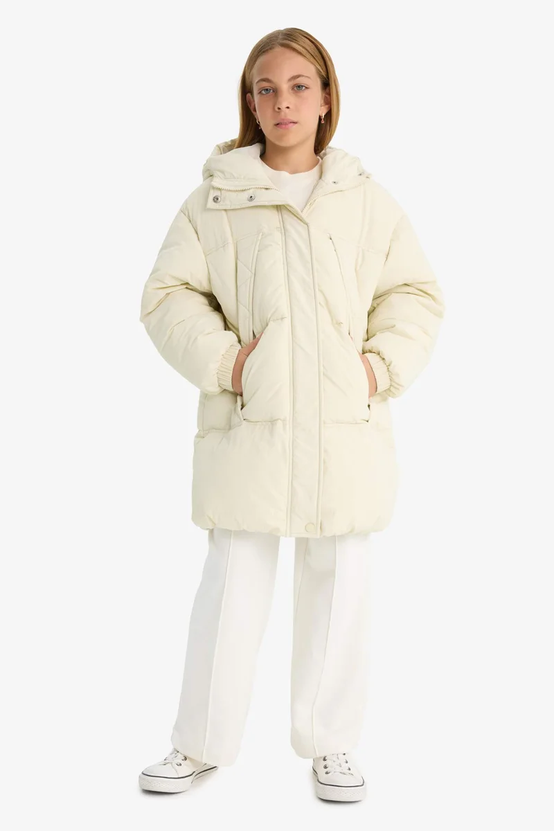 ديفاكتو Girl Waterproof Hooded Puffer Jacket